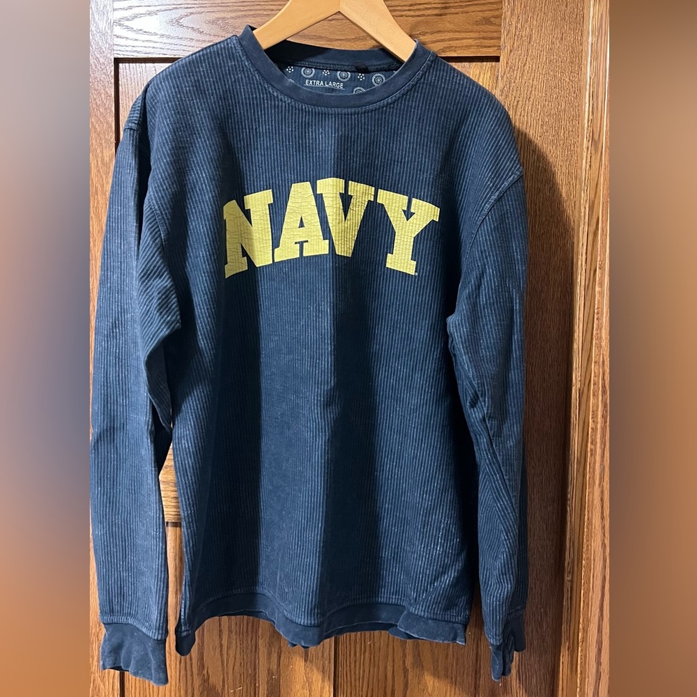 Pressbox Men's Crewneck Sweater in Navy and Gold